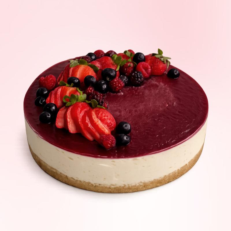 Postre cheesecake de frutos rojos
